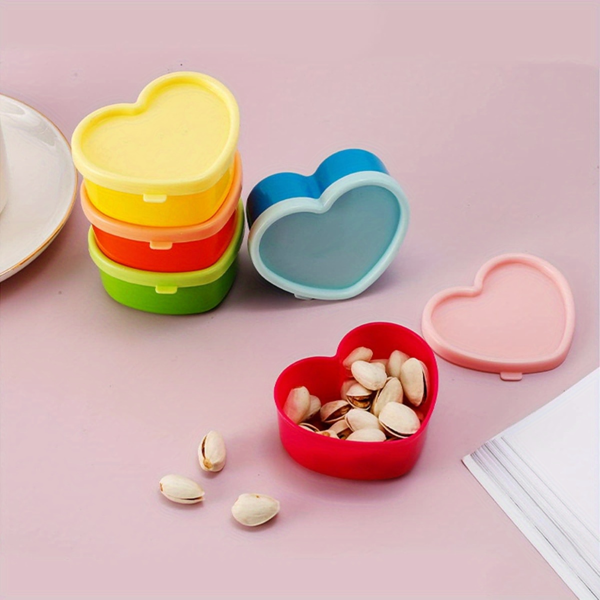 Kitchen Gadgets Organizer - 5 個ミニランチボックス調味料収納ボックス蓋付き再利用可能なサラダドレッシングジャム容器ポータブルナッツスナックキッチン収納