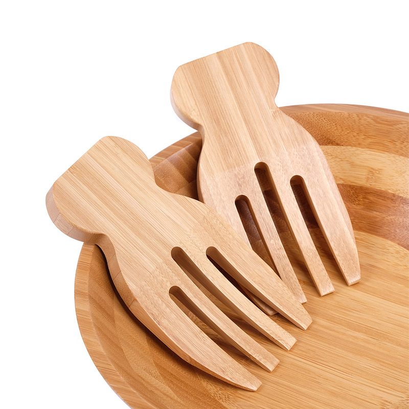 Kitchen Helper Gadgets - 竹サラダサーバー,大きな果物のパスタ,サラダサービングセット,ミキシングフォーク,キッチンヘルパー,ガジェット,2個