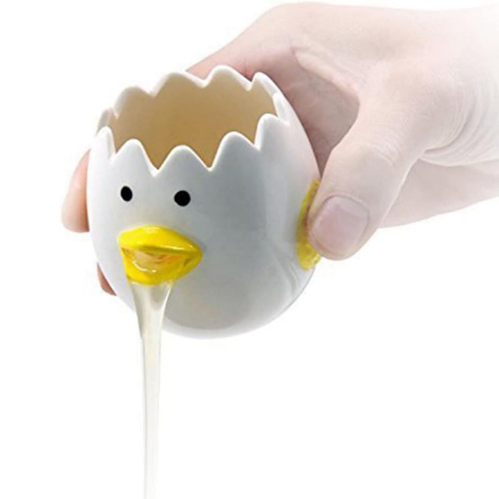 Egg Separator Tool - かわいい卵分離器、セラミック製嘔吐物状の鶏卵黄身・白身分離器、実用的な家庭用小型卵フィルタースプリッター