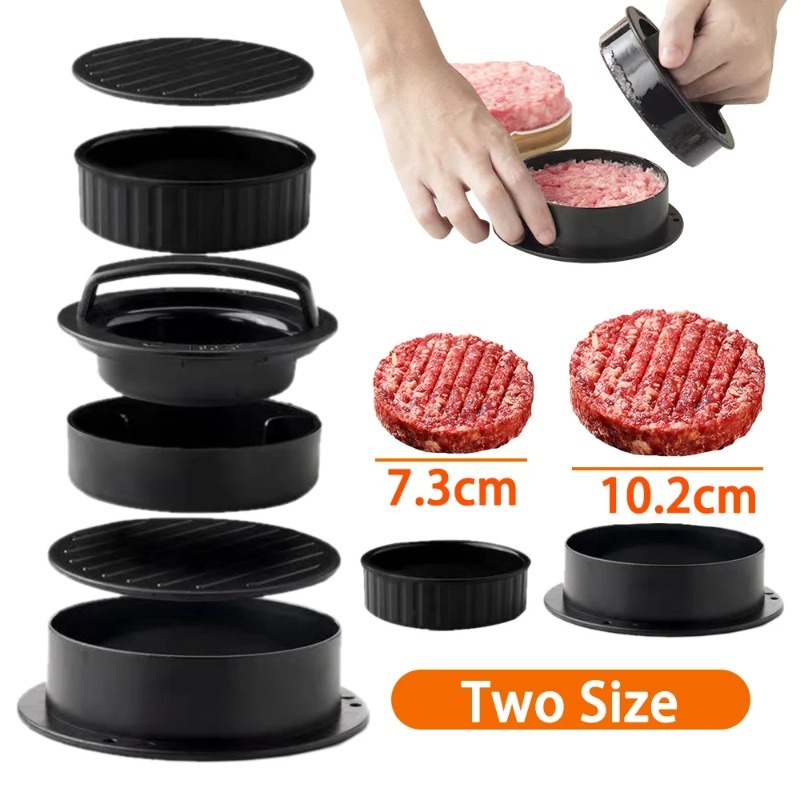 Kitchen Helper Gadgets - ラウンドハンバーガーバーガープレスビーフグリル食品グレード ABS ハンバーガーヘルパー肉プレスカツレツパティメーカー金型キッチンガジェット