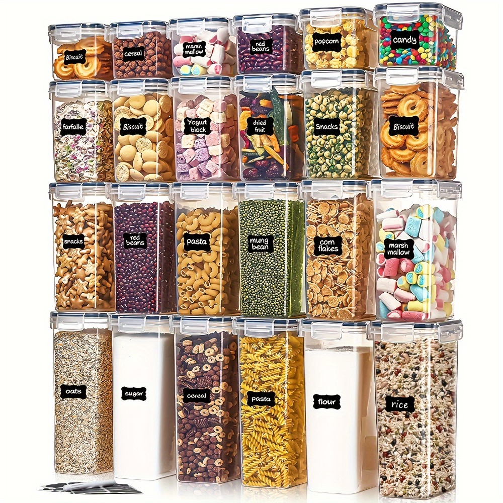 24個入り食品保存容器 12箱 12蓋 気密パントリーオーガ - Kitchen Gadgets Organizer のレビューと価格