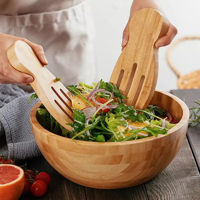 竹サラダサーバー,大きな果物のパスタ,サラダサービングセット - Kitchen Helper Gadgets のレビューと価格