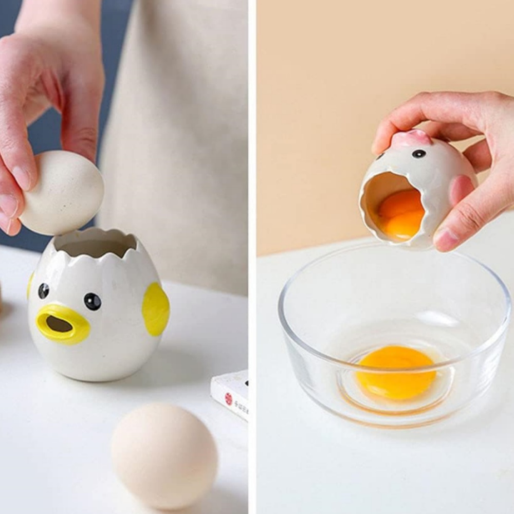 かわいい卵分離器、セラミック製嘔吐物状の鶏卵黄身・白身分離器 - Egg Separator Tool のレビューと価格