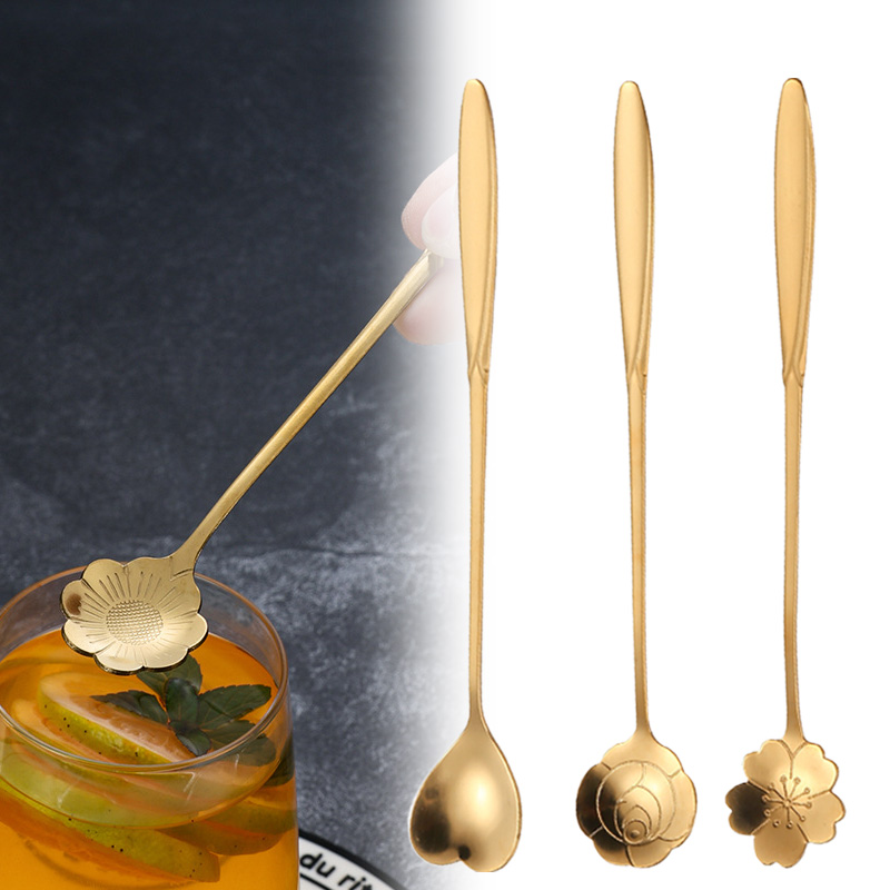 ステンレス鋼チェリーローズフラワーゴールドスクープコーヒース - Kitchen Gadgets Gold のレビューと価格